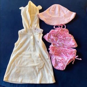 Baby bathing suit/ NWT cover up/hat